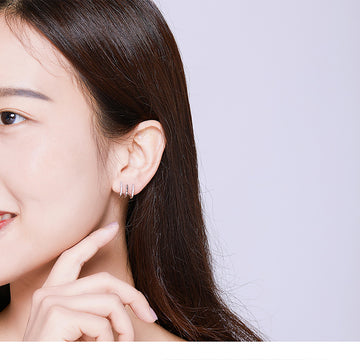 Three Layer Heart Shaped Silver Earrings
