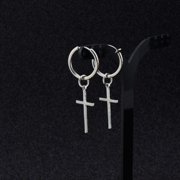 Cross Stud Earrings In Stainless Steel