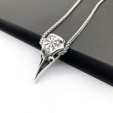 Mens Fashionable Vintage Viking Symbol Skull Necklace
