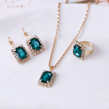 Crystal Set Necklace Earring Ring Three