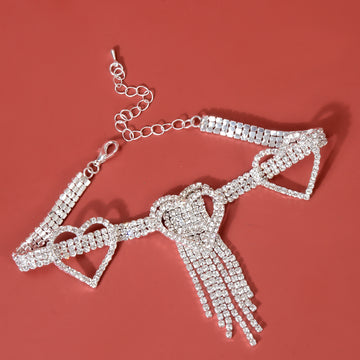 Fashion Style Blue Rhinestone Tassel Anklet