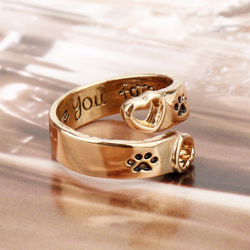 Hollow Love Dog Claw Ring Adjustable