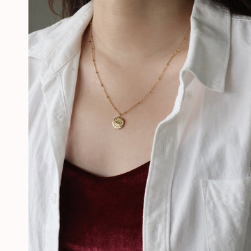 Devil'S Eye Round Gold Coin Necklace