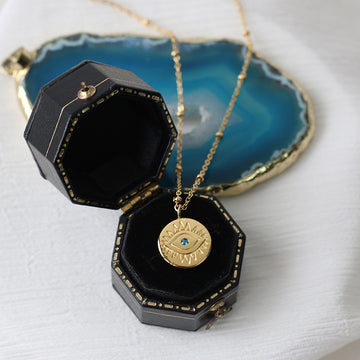 Devil'S Eye Round Gold Coin Necklace
