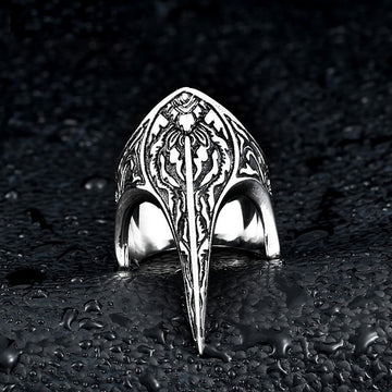 Nordic Amulet Titanium Steel Carved Raven Ring