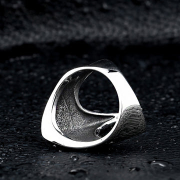 Nordic Amulet Titanium Steel Carved Raven Ring