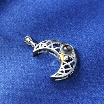 Sun Moon Shape Couple Personalized Projection Necklace