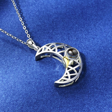 Sun Moon Shape Couple Personalized Projection Necklace