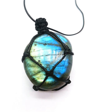 Natural Moonstone Labradorite Rough Stone Pendant Necklace