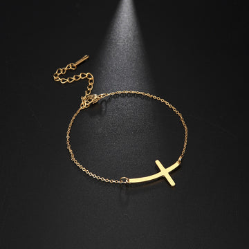 Simple Cross Pendant Bracelet Stainless Steel