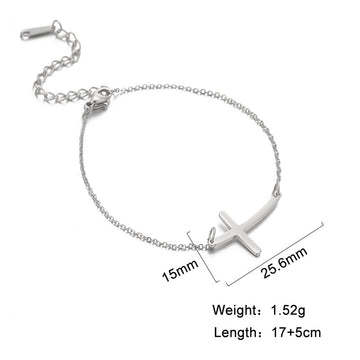 Simple Cross Pendant Bracelet Stainless Steel