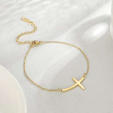Simple Cross Pendant Bracelet Stainless Steel
