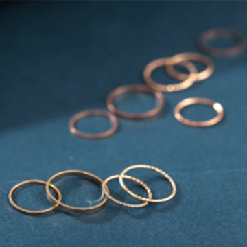 Bohemian Acrylic Silver Ring 10 Piece