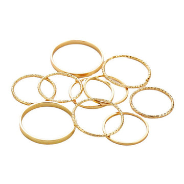 Bohemian Acrylic Silver Ring 10 Piece