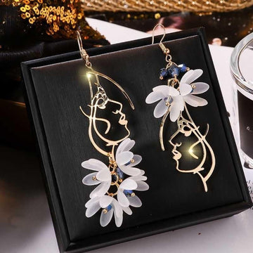 Flower Long Earrings Wild Red Rose