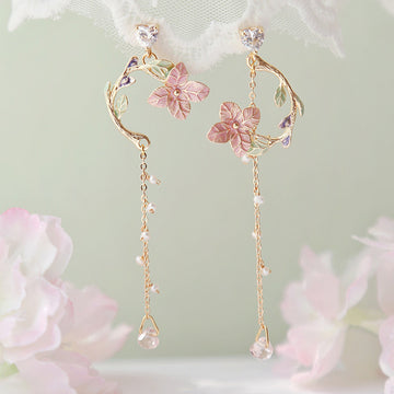 Flower Long Earrings Wild Red Rose