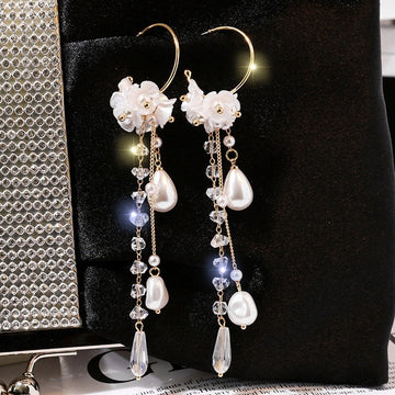 Flower Long Earrings Wild Red Rose