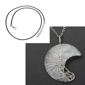 Natural Crystal Moon Pendant Unisex Fashion