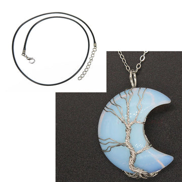 Natural Crystal Moon Pendant Unisex Fashion