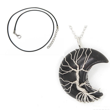 Natural Crystal Moon Pendant Unisex Fashion