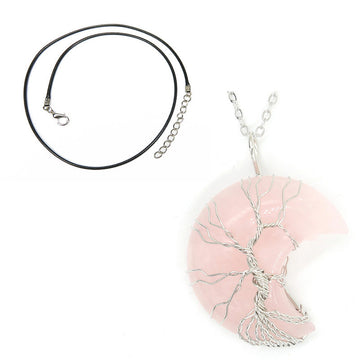 Natural Crystal Moon Pendant Unisex Fashion