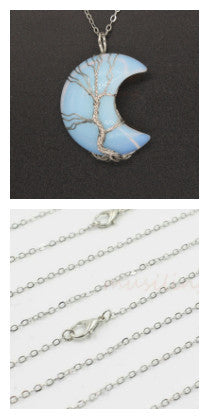Natural Crystal Moon Pendant Unisex Fashion