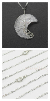 Natural Crystal Moon Pendant Unisex Fashion