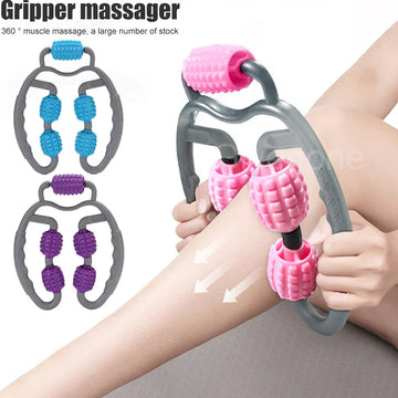 U Shape Trigger Point Massage Roller Full Body Muscle Massager with Four Wheels for Arms Legs and Neck Fitness Device
