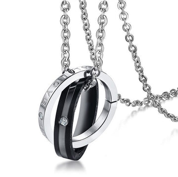 Stainless Steel Couple Necklace Geometric Design
