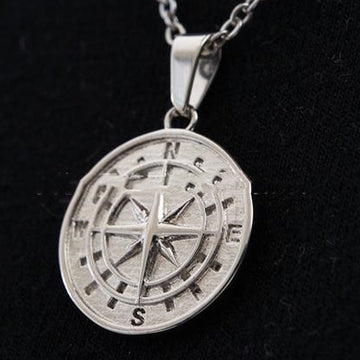 Compass Pendant And Cross Necklace Unisex