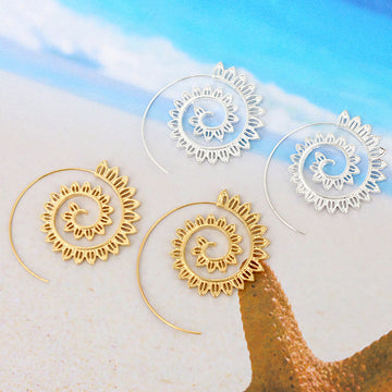 Round Spiral Drop Earrings For Women
