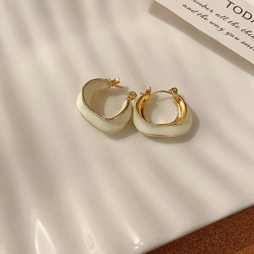 Dripping Glaze Geometric Irregular Round Earrings