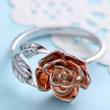 Rose Adjustable Ring With Double Color