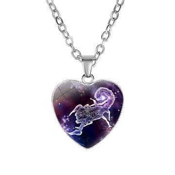 Women'S Zodiac Heart Pendant Necklace With