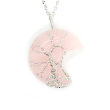 Natural Crystal Moon Pendant Unisex Fashion