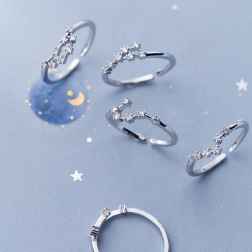 Zodiac Sign Silver Ring For Birthdays