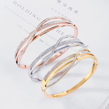 Personalized Fashion Geometric Diamond Studded Titanium Bracelet