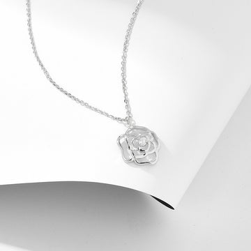 French Retro Hollow Rose Sterling Silver Necklace