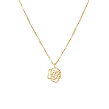 French Retro Hollow Rose Sterling Silver Necklace