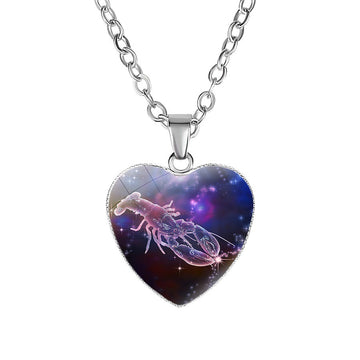 Women'S Zodiac Heart Pendant Necklace With