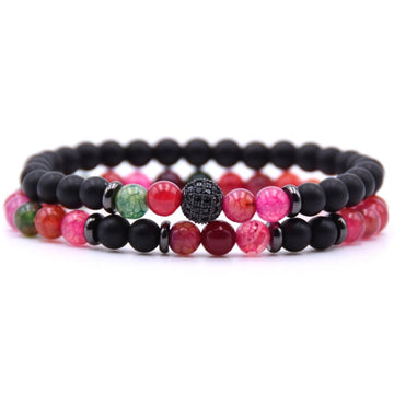 Micro Inlaid Zircon Natural Stone Beaded Bracelet