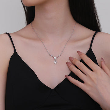 Micro Inlaid Zircon Water Drop V Necklace