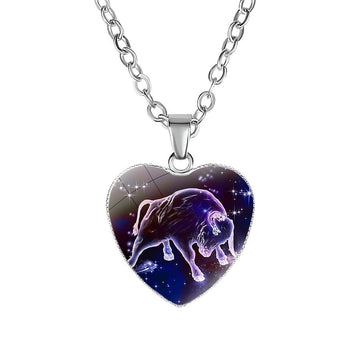 Women'S Zodiac Heart Pendant Necklace With