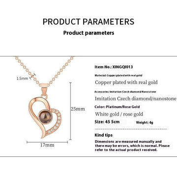 I Love You Projection Necklace Women'S