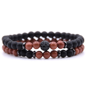 Micro Inlaid Zircon Natural Stone Beaded Bracelet