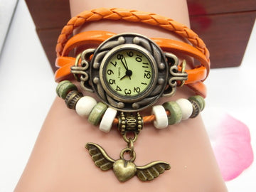Vintage Casual Flying Heart Pendant Bracelet