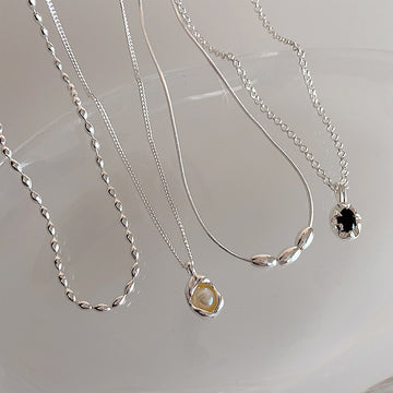 Irregular Zircon Pearl Metal Pendant Necklace