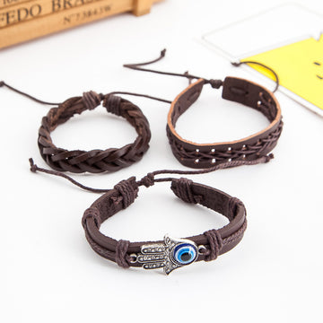 Palm Eye Leather Men'S Cowhide Bracelet