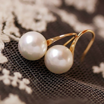 Simple Pearl Earrings For Women 18K