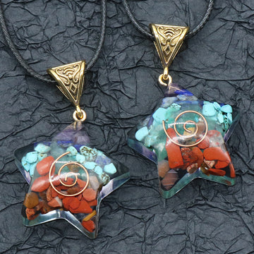 Retro Reiki Healing Energy Crystal Pendant Necklace